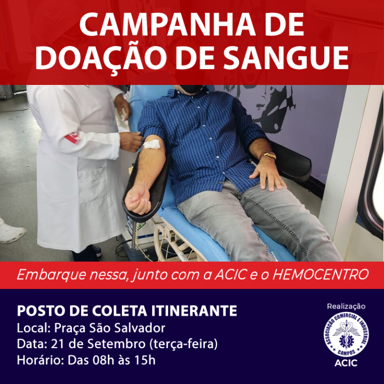Campanha de Doação de Sangue nesta terça feira  na Praça São Salvador