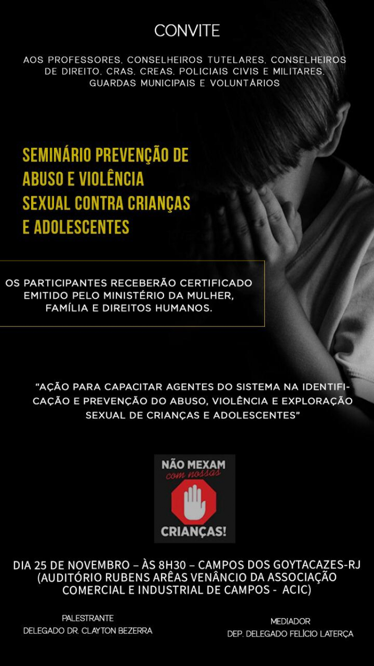 Palestra sobre prevenção de abuso sexual contra crianças e adolescentes será tema de palestra na ACIC