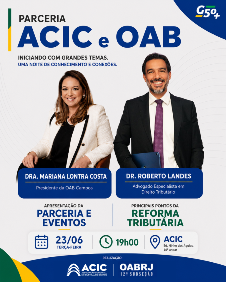 ACIC e OAB Campos firmam parceria estratégica para fortalecer o ambiente de negócios e a segurança jurídica das empresas.